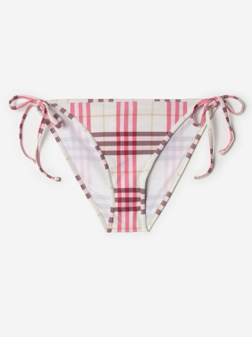 Burberry Check Side Tie Bikini Bottoms L Aubergine Purple NWOT w/ Dust Bag
